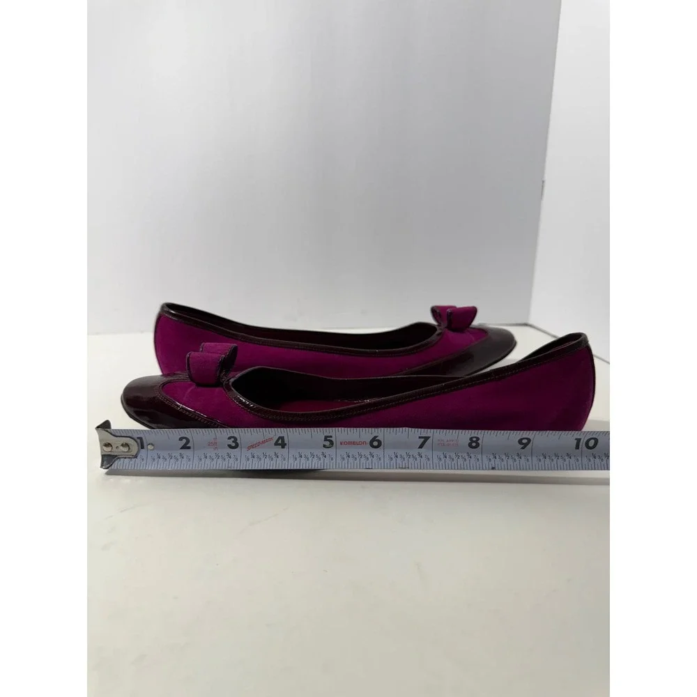 Marc Jacobs Women's Purple Suede Patent Bow Ballet Flats Made in Italy Size 39.5